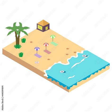 2 5d sandy beach concept vector illustration sandy beach vector with resort concept and coconut
