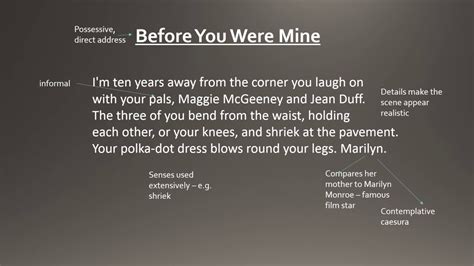 So there's only two possibilities in the past tense: "Before You Were Mine" by Carol Ann Duffy (GCSE analysis ...