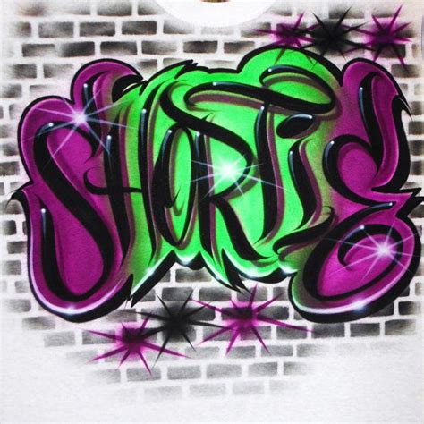 Airbrush T Shirt Graffiti Name Bricks Hip Hop Airbrush T Shirts