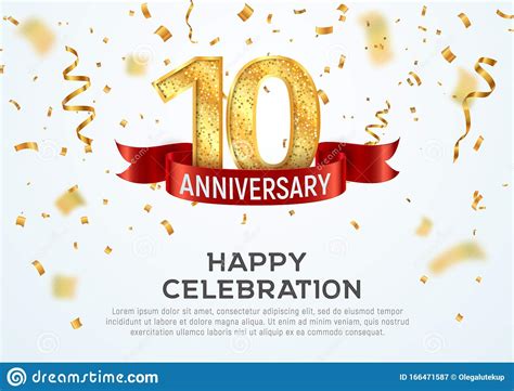 10 Years Anniversary Vector Banner Template Tenth Year Jubilee With