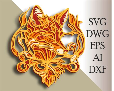 Fox Multilayer Svg Fox Cut File 3d Layer Plywood Cutting Paper Cutting Svg File 3d Mandala
