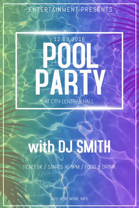 Pool Party Poster Flyer Template Postermywall