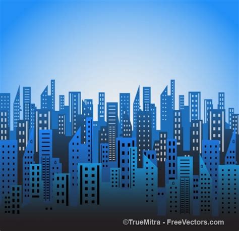 City Blue Skylines Vector Vector Free Download