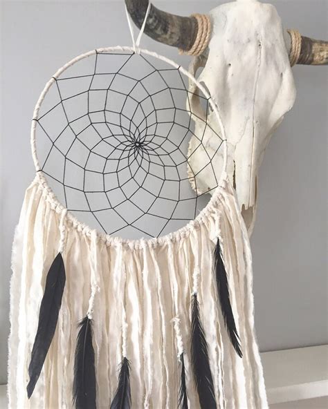 Large Dream Catcher Large White Dream Catcher With Black Etsy