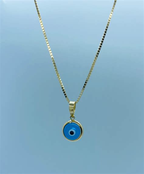 K Evil Eye Pendant Necklace Solid Gold Necklace Amulet Etsy