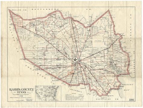 Extremely Rare 1902 Promotional Map Of Harris County Texas Rare