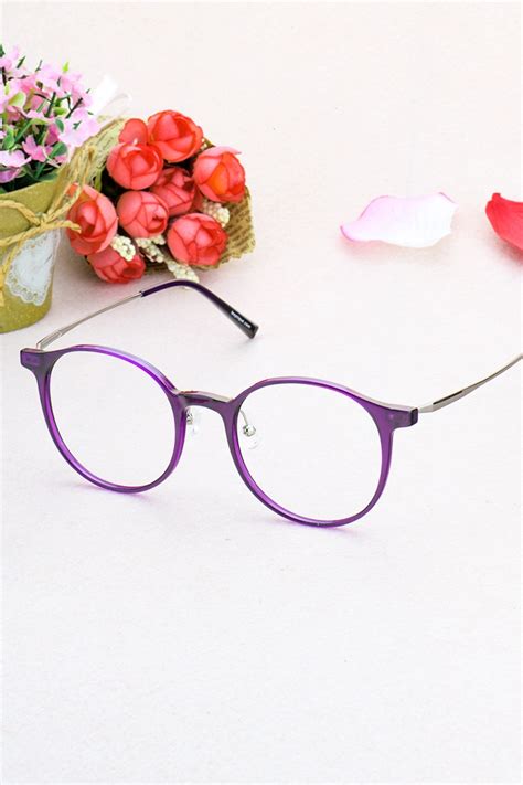 Gx 8016 Round Purple Eyeglasses Frames Leoptique