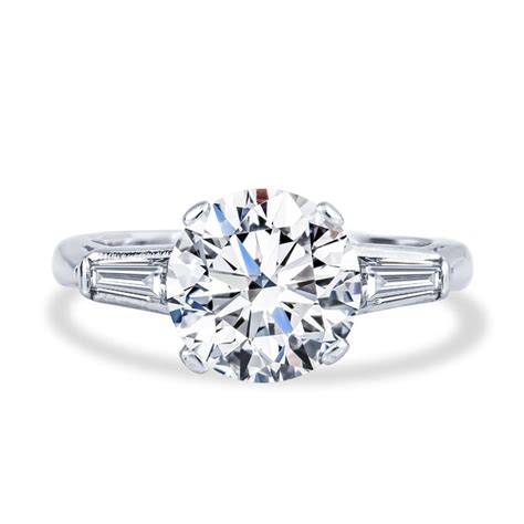 Round Brilliant Engagement Ring With Tapered Baguettes Valobra Jewelry