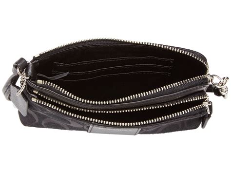 Coach womens corner zip wristlet in canvas leather. Coach Legacy Signature Double Zip Wristlet Silver Black ...
