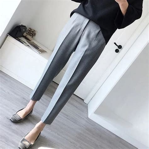 Spring Autumn Solid Color Casual Loose Fashion Pants Women All Match