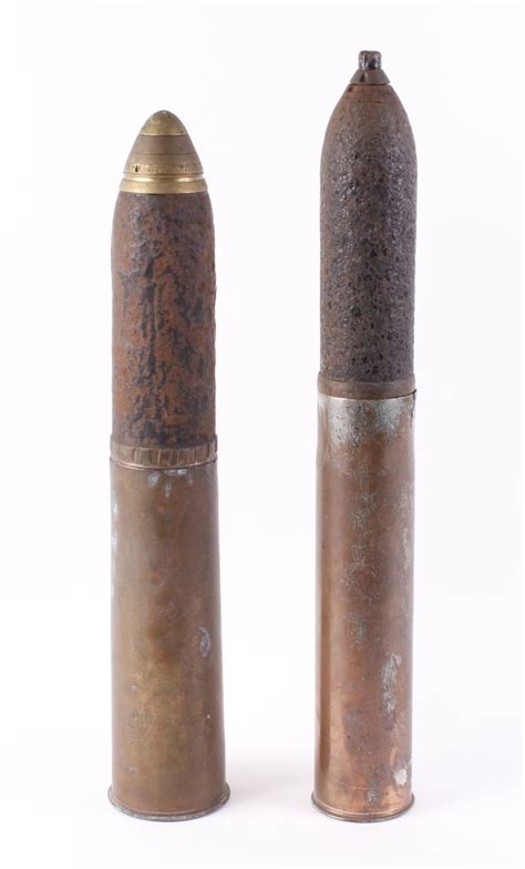 75mm French Artillery Brass Case With Projectile And Fuse 1915 18pdr
