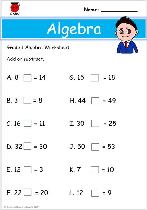 Grade 1 Algebra Worksheets Printables Free Worksheets