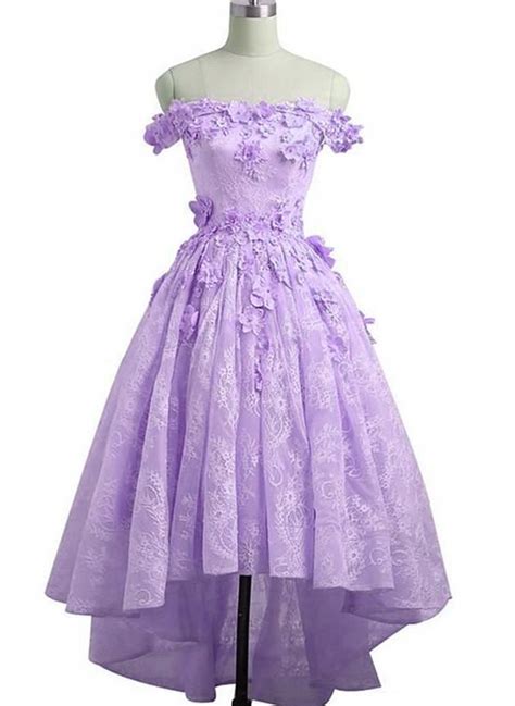 Adorable Lace Light Purple High Low Homecoming Dress Cute Sweetheart Prom Dress Light Purple