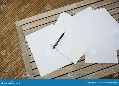 Papers On Wooden Table Stock Image Image Of Wood Lounge 62325949