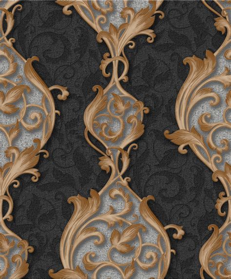 Gold And Black Luxury Damask Wallpaper A2 140p45 Decor City