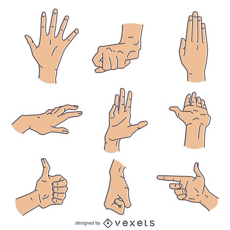 Hand Signs Gestures Illustration Set Vector Download