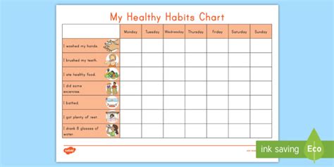 My Healthy Habits Chart Worksheet / Worksheet (teacher made)