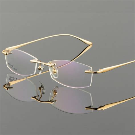 Vazrobe Rimless Glasses Men Eyeglasses Frames For Man Gold Spectacles
