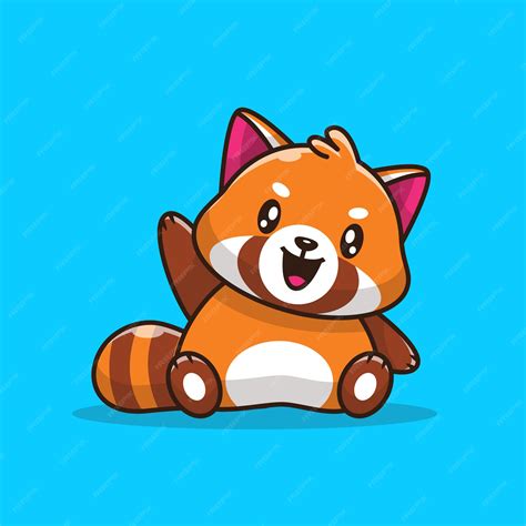 Premium Vector Cute Red Panda Icon Illustration Flat Cartoon Style