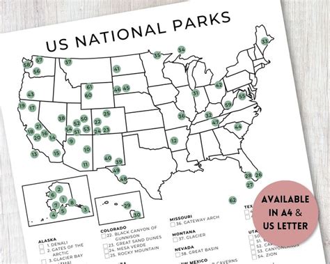 Us National Parks Checklist Printable Updated 2021 National Parks