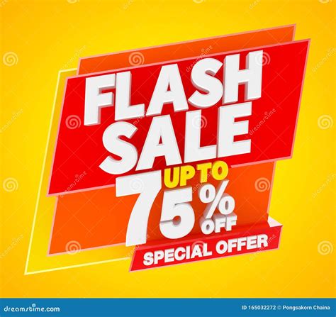 Flash Sale Up To 75 Off Special Offer Banner 3d Rendering Stock