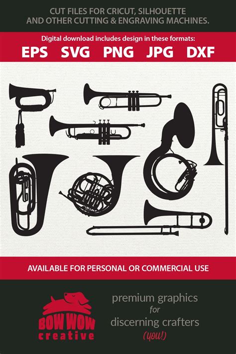 Brass Instrument Silhouettes Clipart And Cutting File Bundle