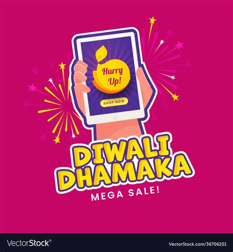 Diwali Dhamaka Mega Sale Poster Design Royalty Free Vector