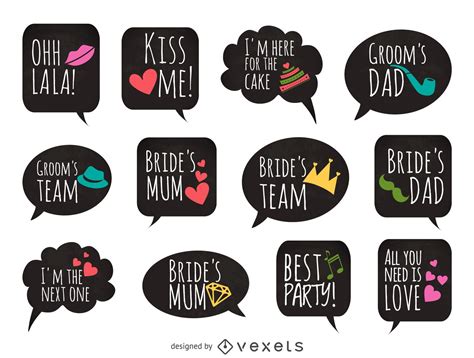 Wedding Photo Booth Props Set Vector Download