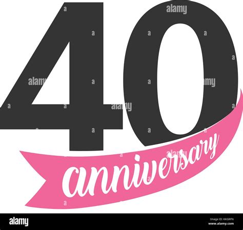 Fortieth Anniversary Vector Logo Number 40 Illustration For Greeting