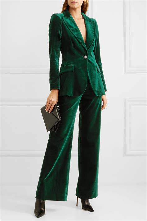 dark green clove velvet wide leg pants temperley london in 2020 velvet blazer women green