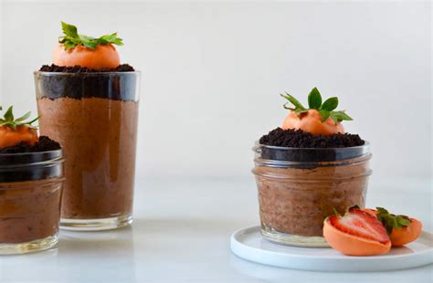 If you use a high percentage cocoa serve the mousse in chocolate bowls or chocolate cups and add strawberries, raspberries, and chocolate decorations for an extra special touch. Just a Taste | Chocolate Mousse with Strawberry "Carrots"