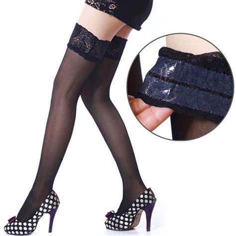 Wholesale Women Lace Top Stockings Latex D Ultrathin Sheer Silk