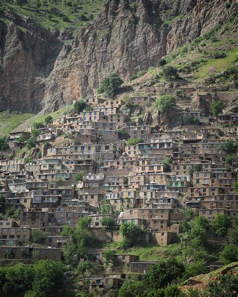The Beautiful Kurdish Village Of Uraman Takht In The Province Kurdistan