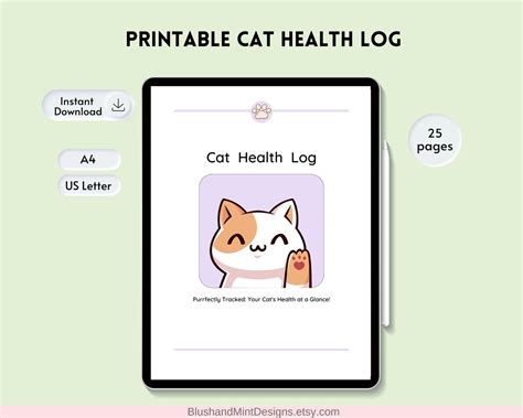 Printable Cat Health Tracker And Pet Care Organizer Etsy