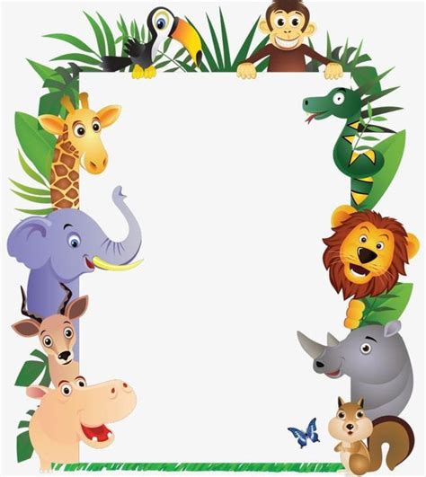 Animal Border Png Free Download Jungle Theme Birthday Animal