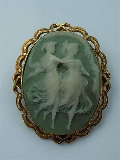 Vintage Cameo Resin Ornate Cameo Brooch Pin Vintage Jewelry Etsy