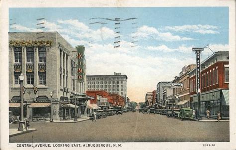 Central Avenue Looking East Albuquerque Nm New Mexico Postcard