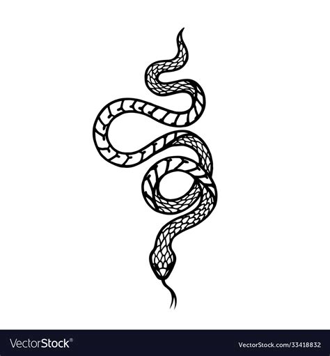 Tattoo Snake Traditional Black Dot Style Ink Vector Image