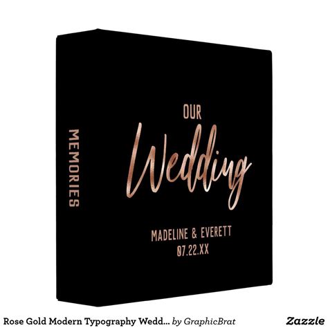 Rose Gold Modern Typography Wedding Photo Album 3 Ring Binder Zazzle Wedding Photo Album