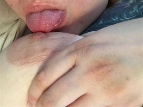 Licking Her Own Nipple Porn Pic