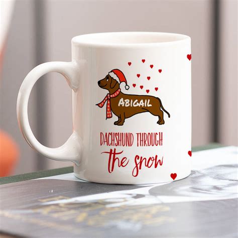Personalised Dachshund Through The Snow Mug By The Card Wala Co