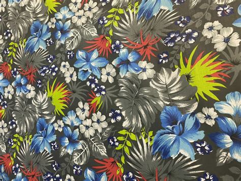 Hawaiian Print Luau Floral Poly Cotton Fabric 60 Sold By Etsy