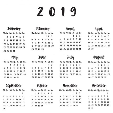 Premium Vector Calendar For 2019 Vector