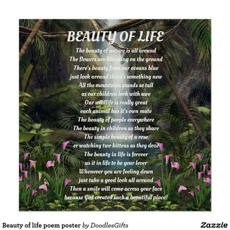 Beauty Of Life Poem Poster Zazzle Poems About Life Deep Meaningful
