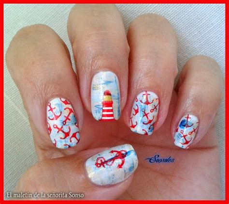 Uñas marineras con degrade en celeste y azul. Uñas Marineras Azules / Marineras Para El Camino Por ...