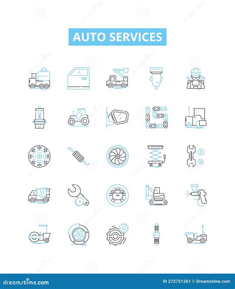 Auto Services Vector Line Icons Set Repair Service Tune Up Parts