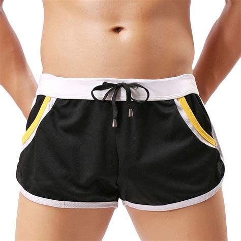 yyear men s elastic waist gym workout running summer casual sport beach shorts swim trunk black