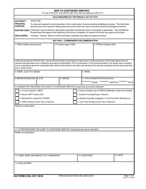 Da Form 4126 Fill Out Sign Online And Download Fillable Pdf