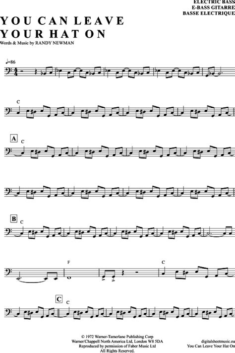 You Can Leave Your Hat On E Bass Pdf Noten Von Joe Cocker In C Dur