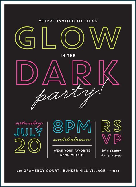 Black Light Party Invitation Templates Template 2 Resume Examples
